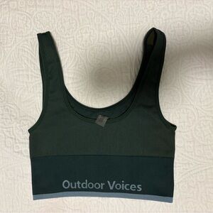 Outdoor Voices Dark Green Ribbed Bra
